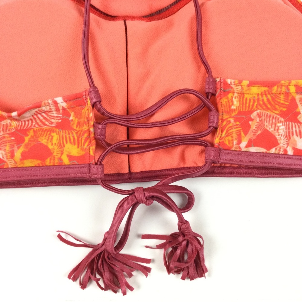 PRANA NWT Azra High Neck Bikini Top Pink Zebra Safari Print Small - Picture 7 of 9